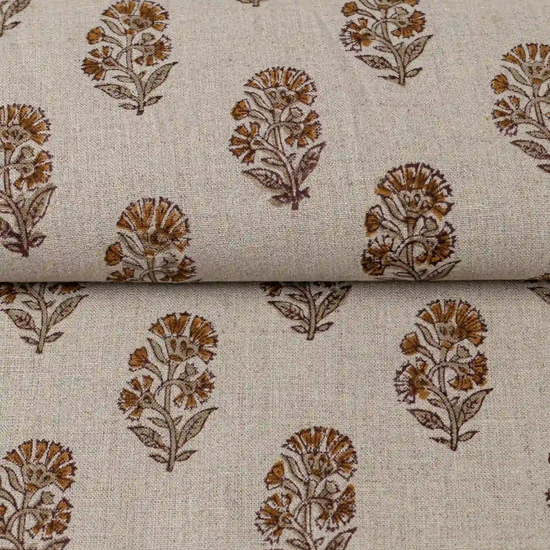 Heirloom Garden Natural Linen Fabric by the Yard