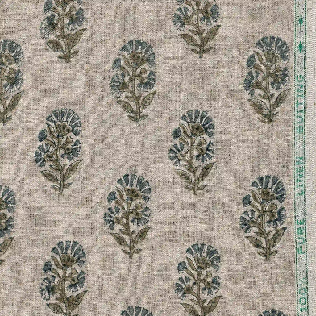 Heirloom Garden Natural Linen Fabric by the Yard