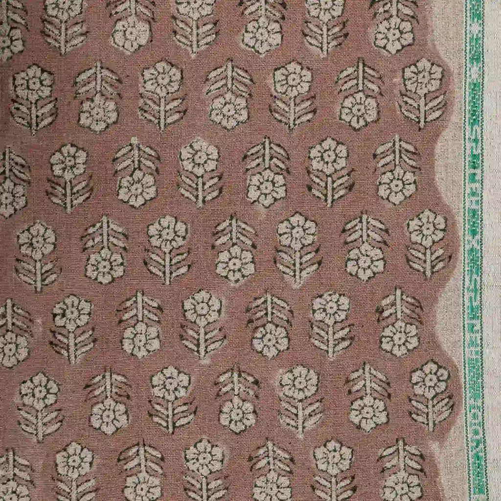Hollow Fern Dawn Pink Linen Fabric by the Yard