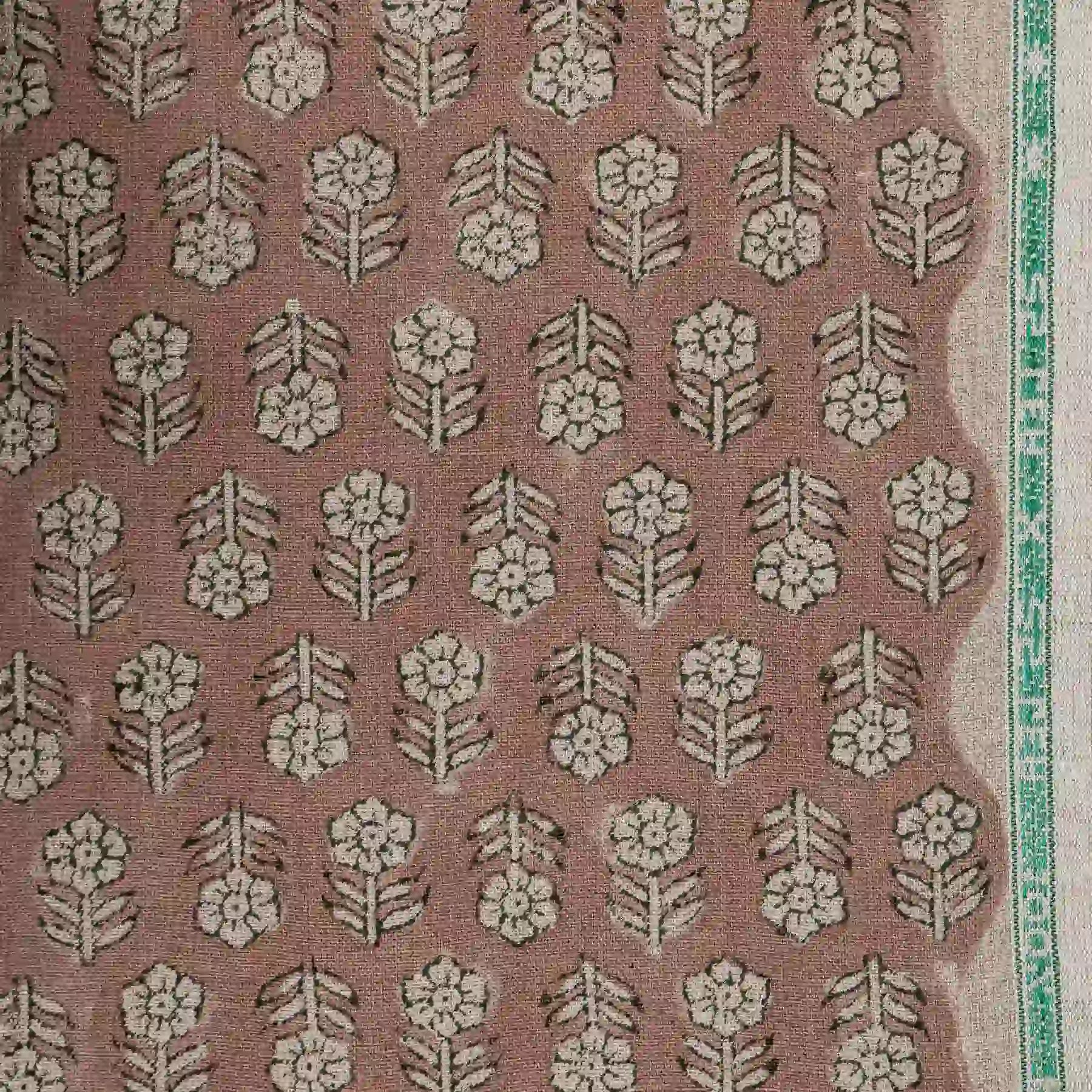 Hollow Fern Dawn Pink Linen Fabric by the Yard
