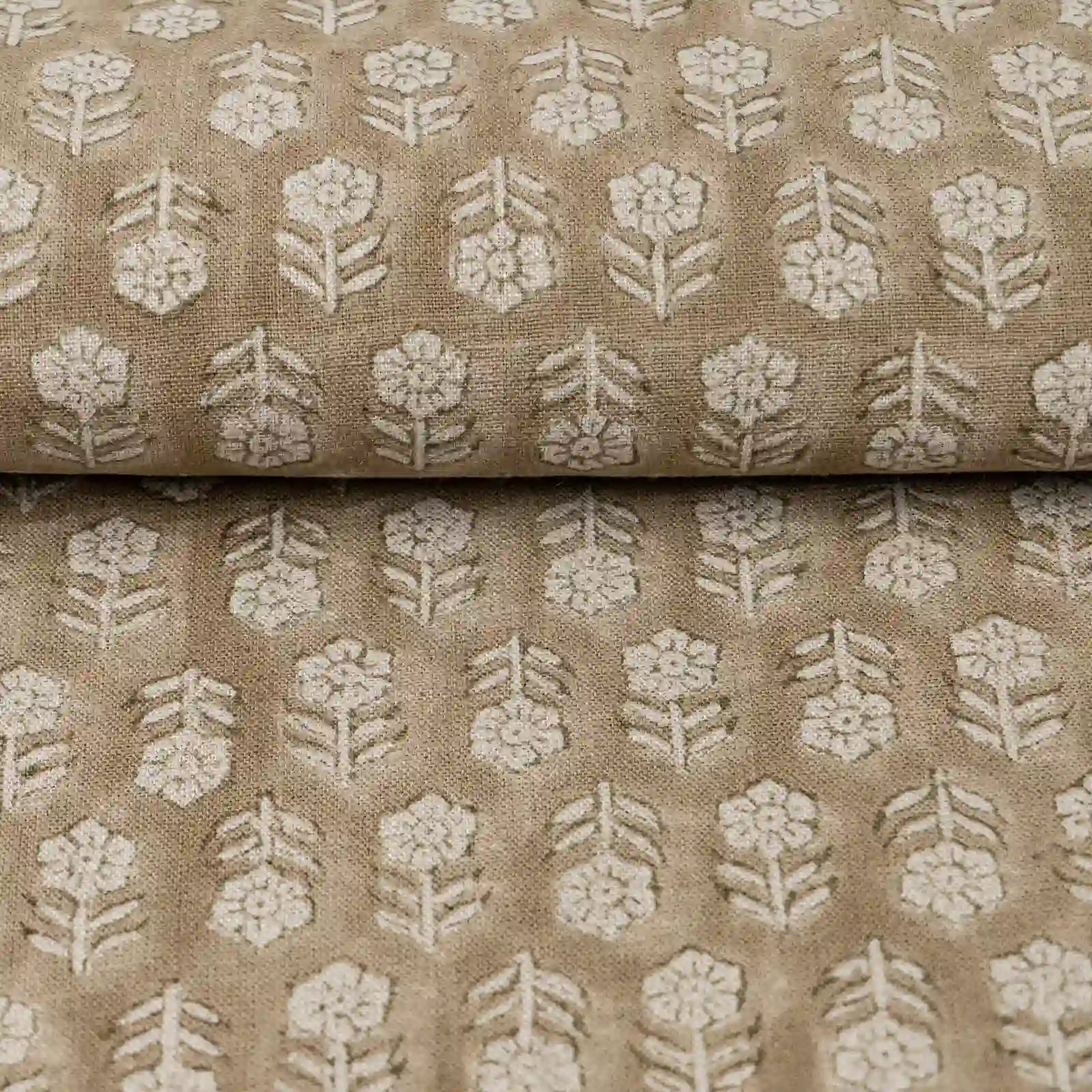 Hollow Fern Dawn Pink Linen Fabric by the Yard