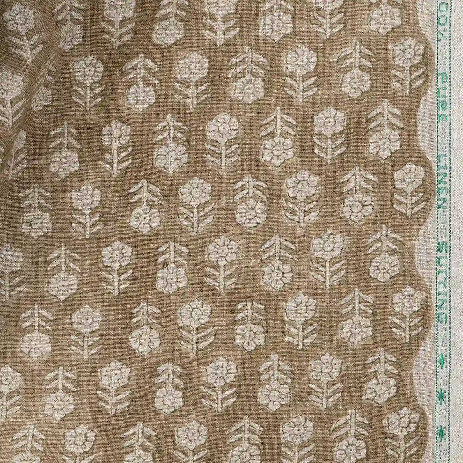 Hollow Fern Dawn Pink Linen Fabric by the Yard