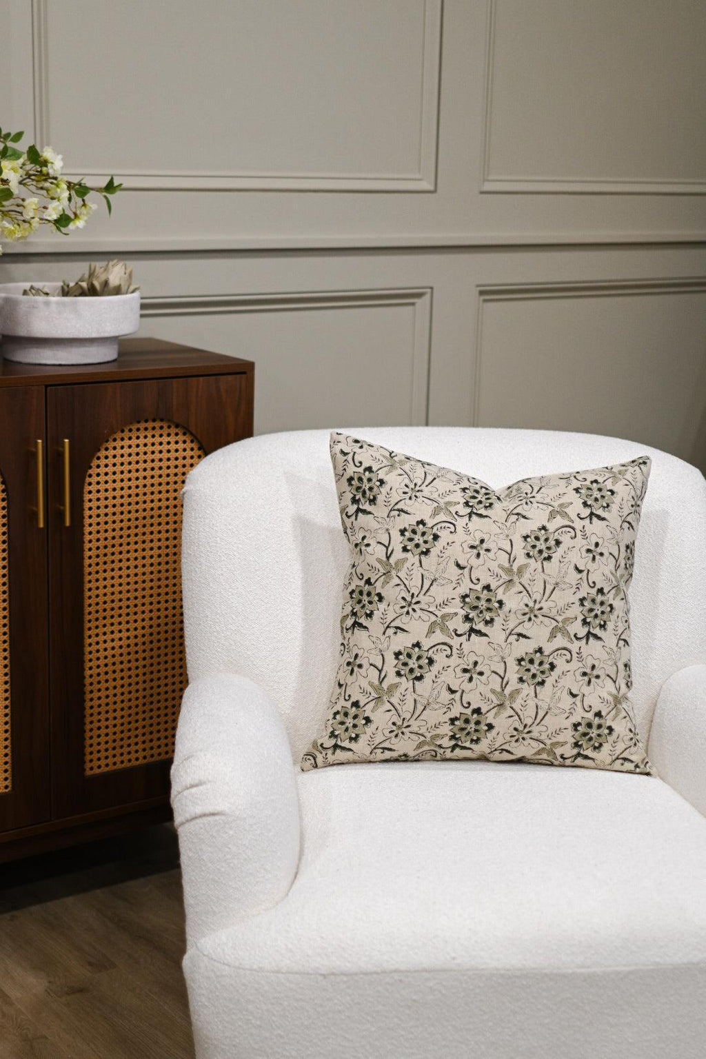 Holly Botanical Print Warm White Pillow Cover Pillow Covers