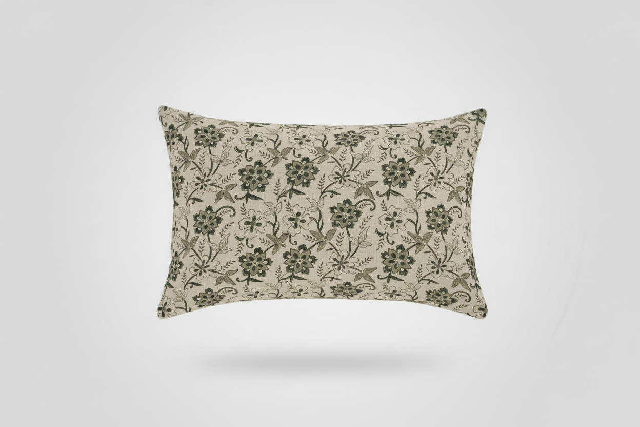 Holly Botanical Print Warm White Pillow Cover 16" x 42" Double Sided Pillow Covers