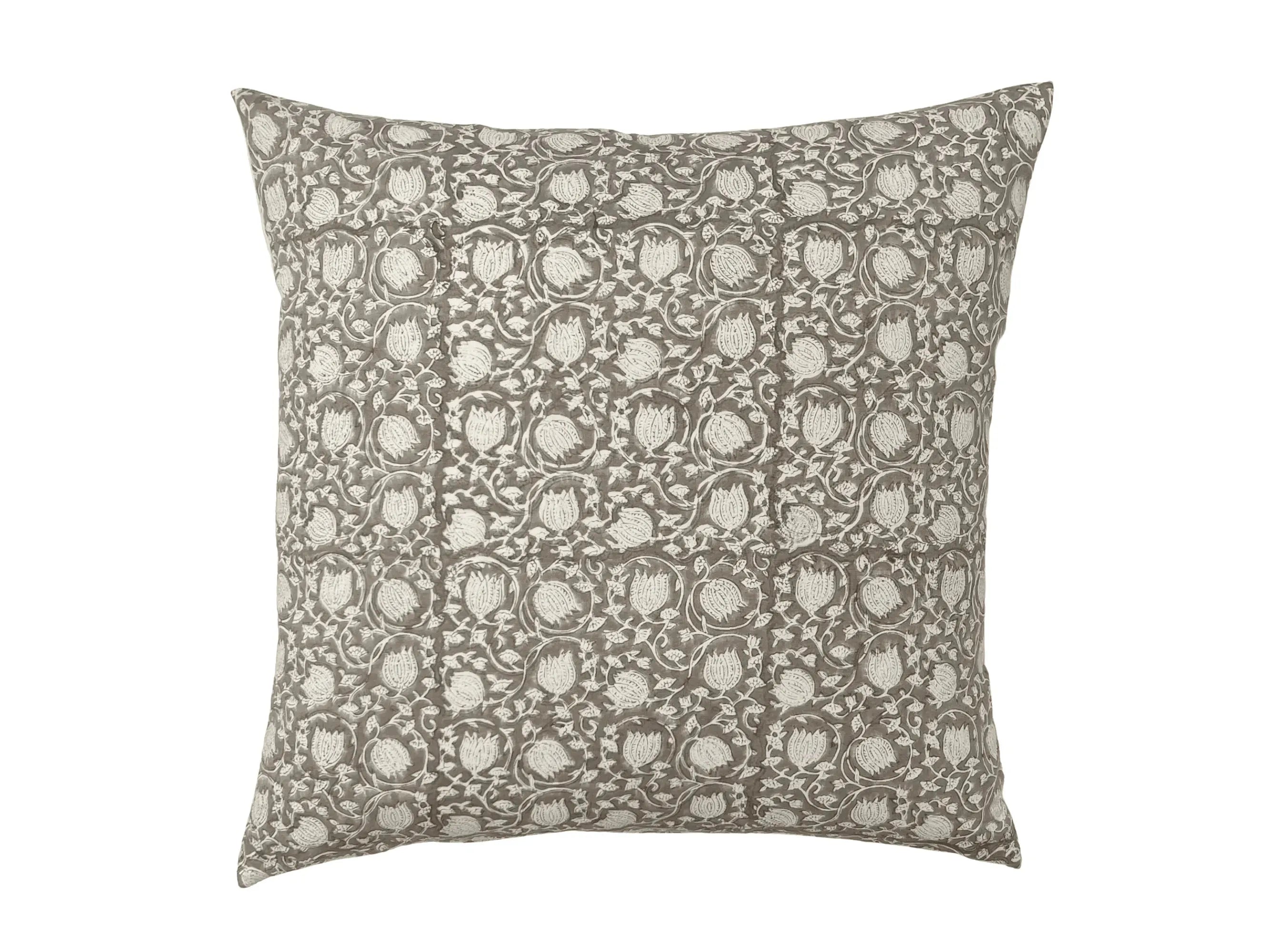 Emma Botanical Print Ash Grey Pillow Cover Single Sided Pillow Covers