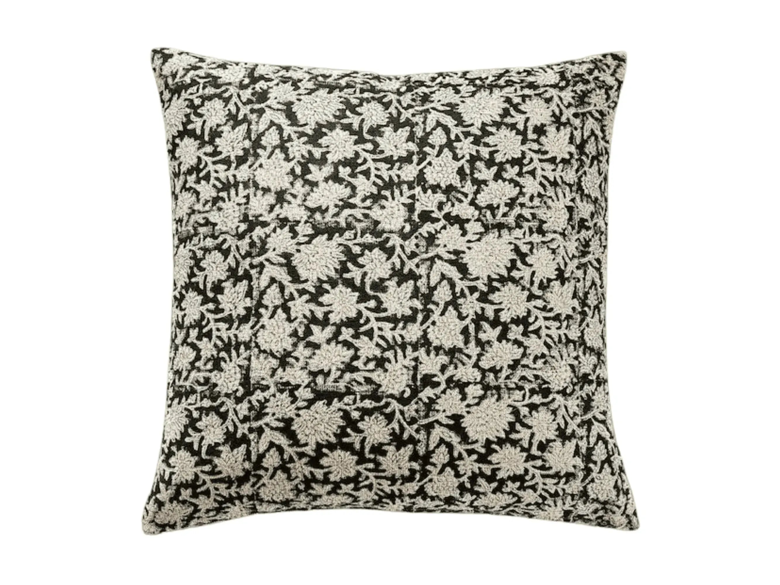 Franny Botanical Print Black Pillow Cover 26" x 26" Double Sided Pillow Covers