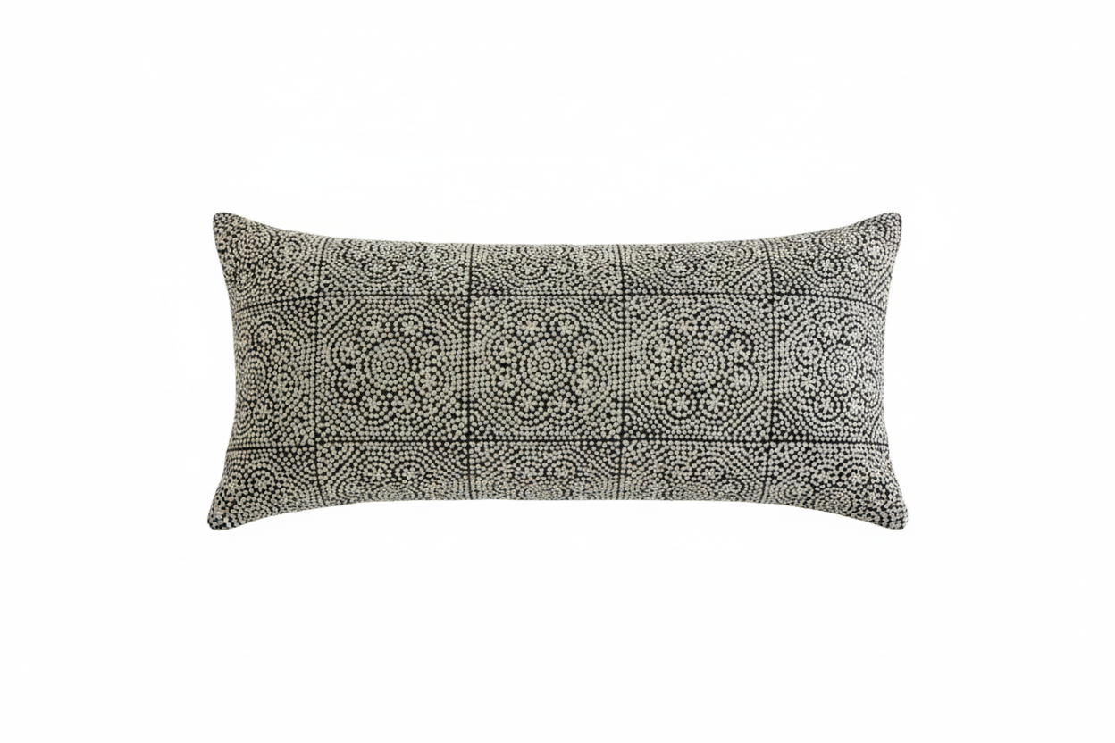 Vada Geometric Black Pillow Cover 16" x 42" Double Sided Pillow Covers