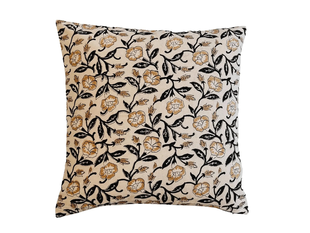 Ingrid Botanical Print Oat Pillow Cover Single Sided Pillow Covers