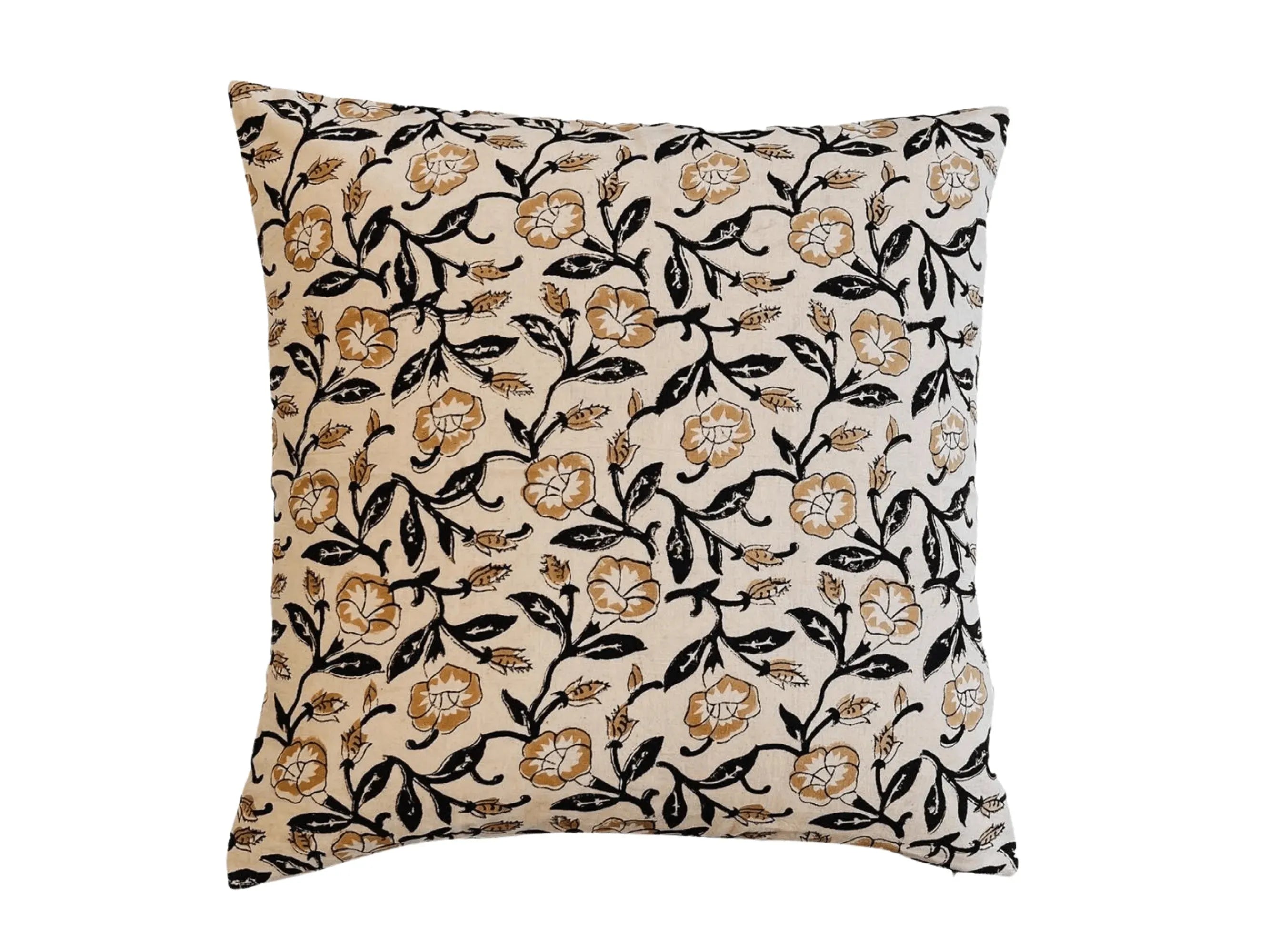 Ingrid Botanical Print Oat Pillow Cover Single Sided Pillow Covers