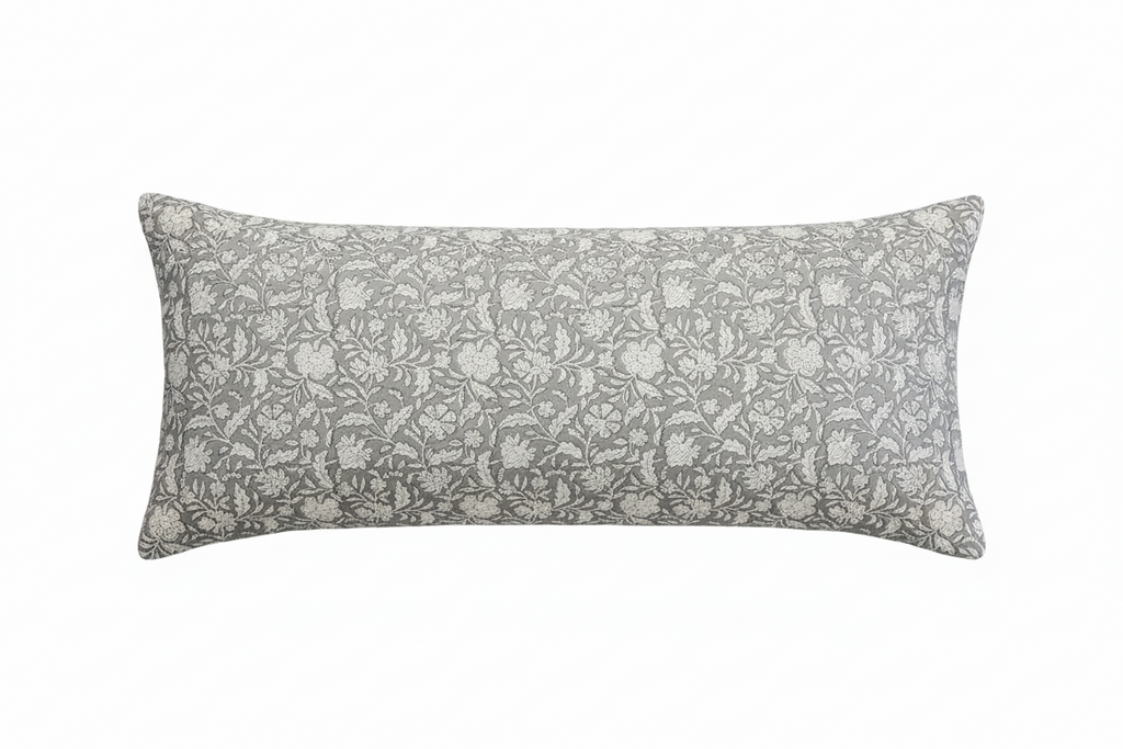 Rose Botanical Print Ash Grey Pillow Cover Pillow Covers