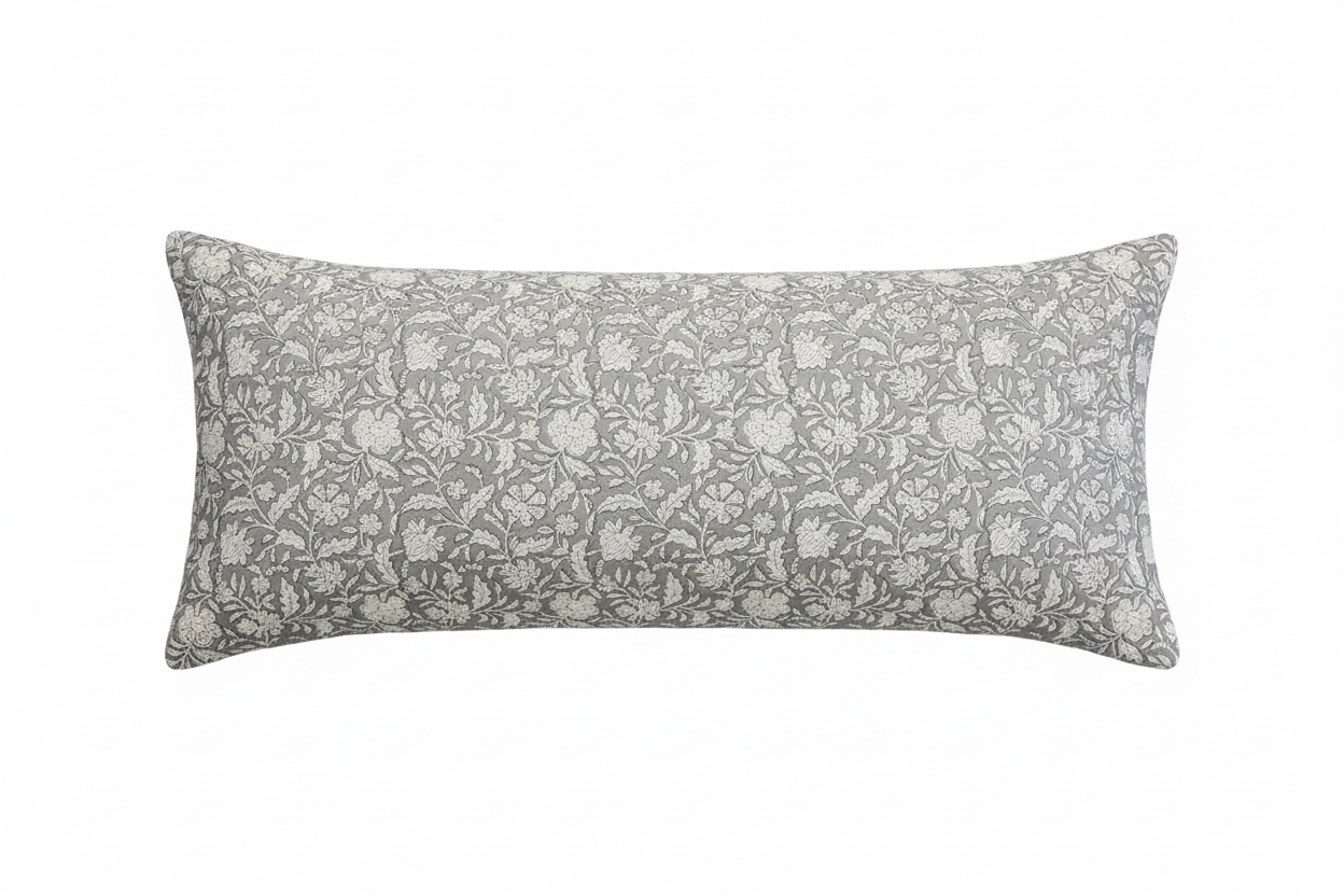 Rose Botanical Print Ash Grey Pillow Cover Pillow Covers
