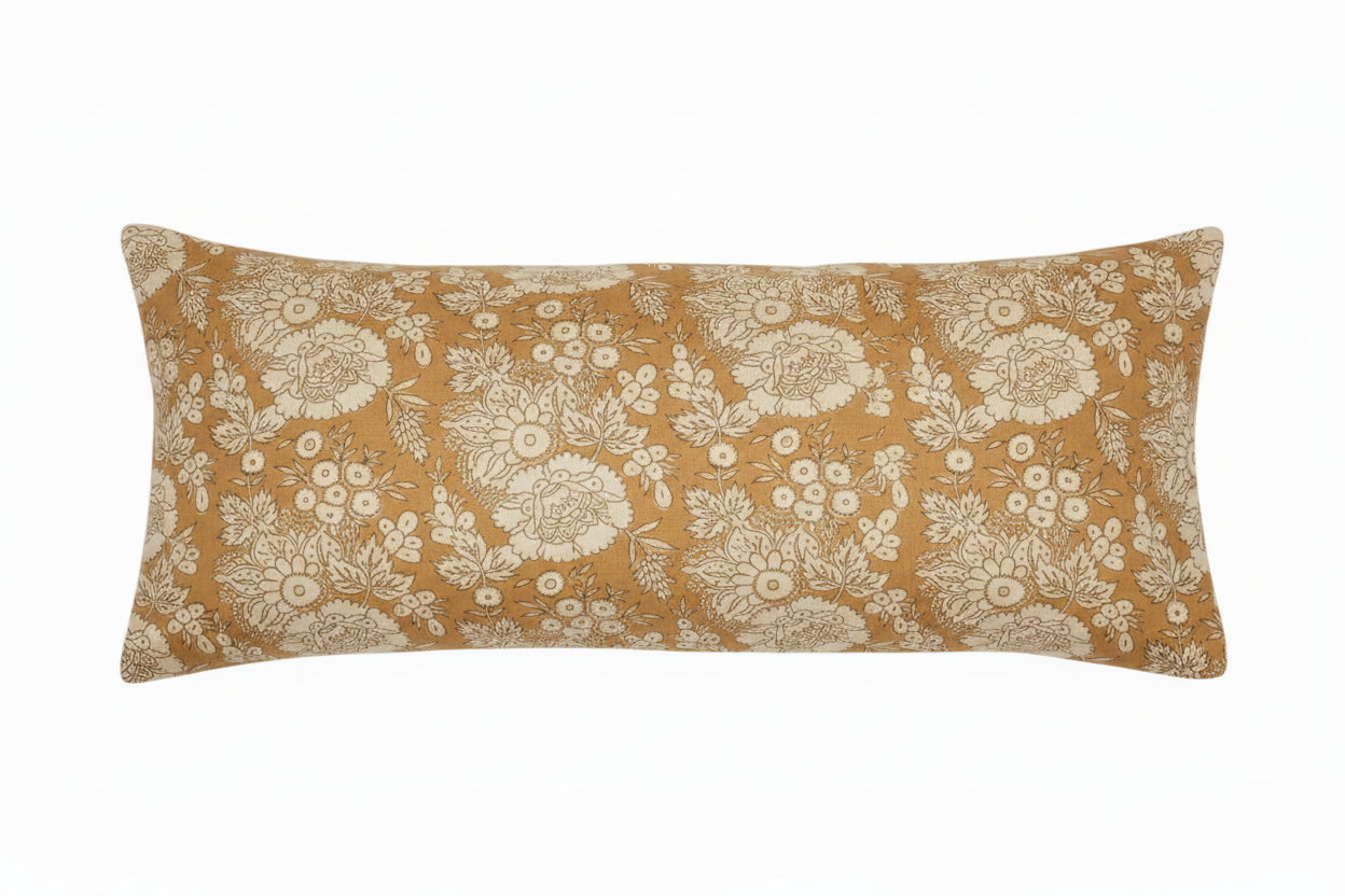 Montana Botanical Print Camel Pillow Cover 20" x 14" Double Sided Pillow Covers