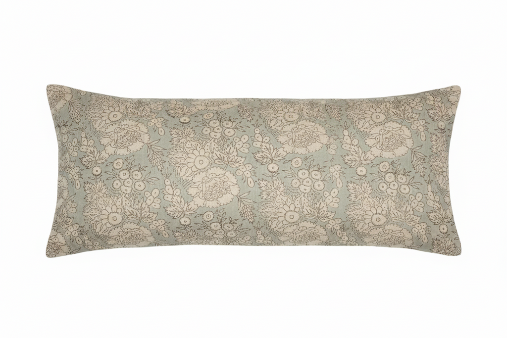 Montana Botanical Print Dusty Blue Pillow Cover