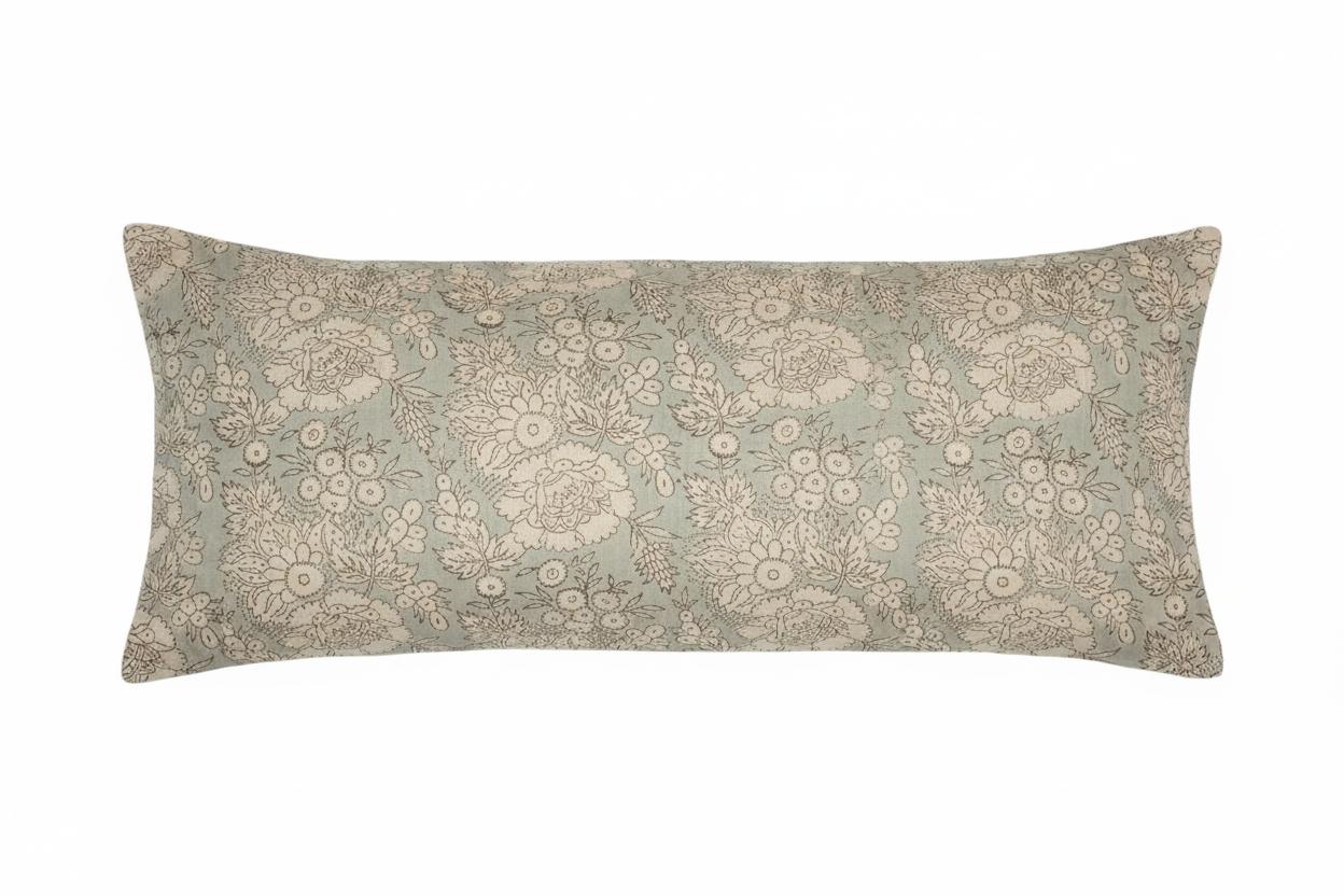 Montana Botanical Print Dusty Blue Pillow Cover