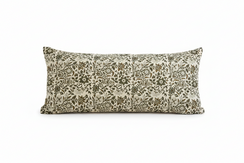 Mira Botanical Print Mocha Pillow Cover