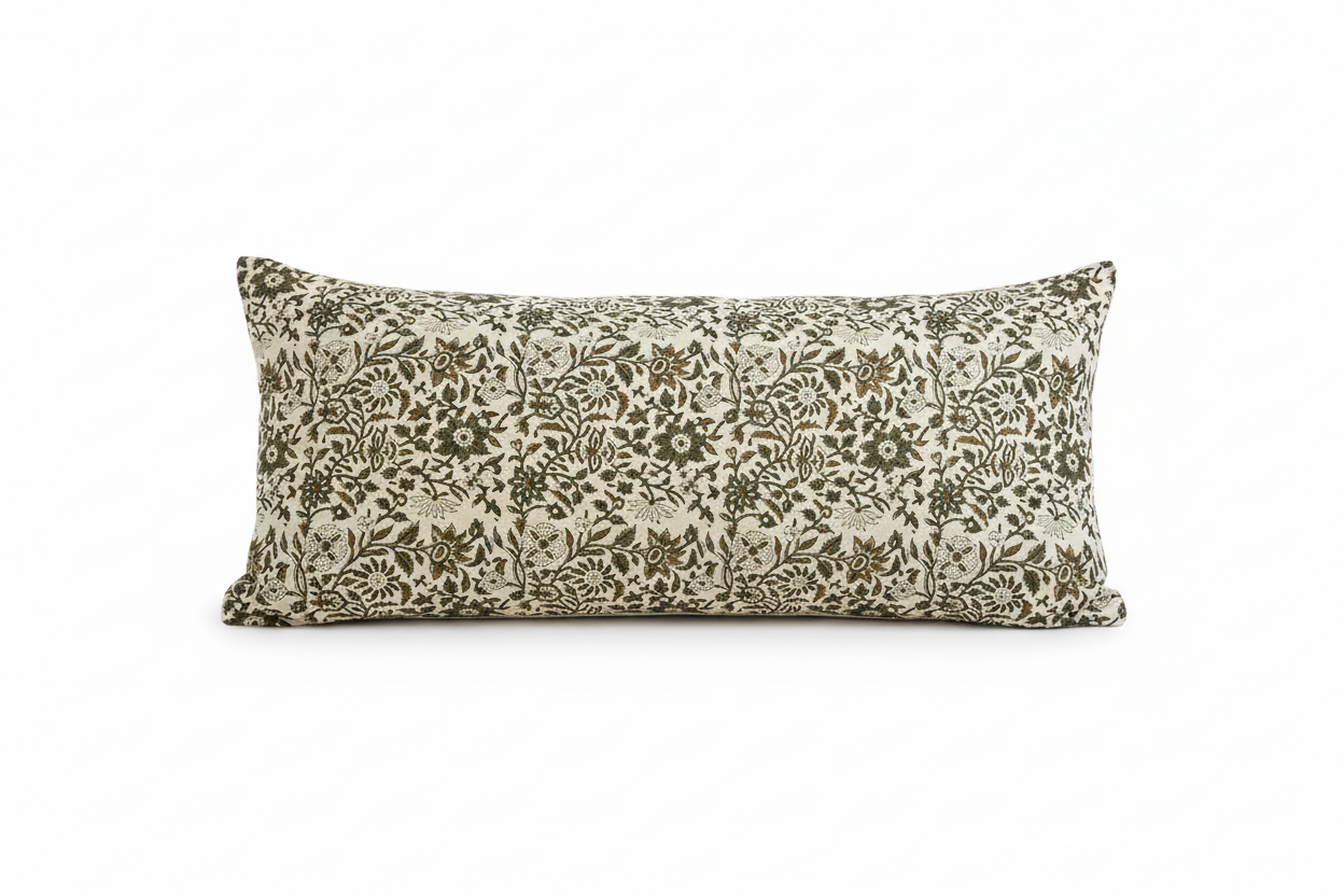 Mira Botanical Print Mocha Pillow Cover