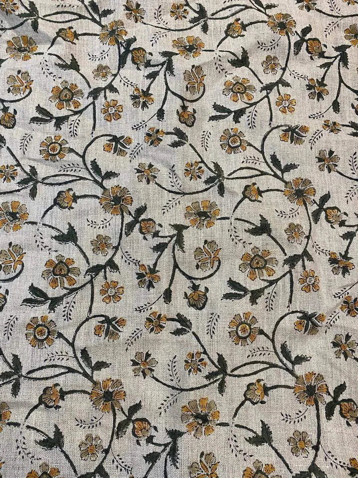 Hand Block Printed Linen Fabric , Home Decor Best Linen Fabric for decor, pillows ,upholstery, curtain 2 - Maple Village Lane