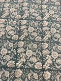 Maia Printed Cotton Fabric Yard Teal Black Outline Cotton Fabric