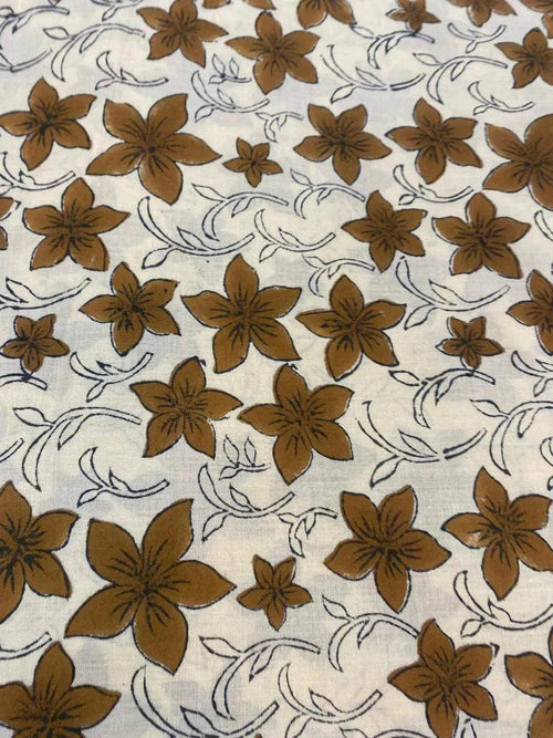 Bob Cotton Block Print Fabric by the Yard Cotton Fabric