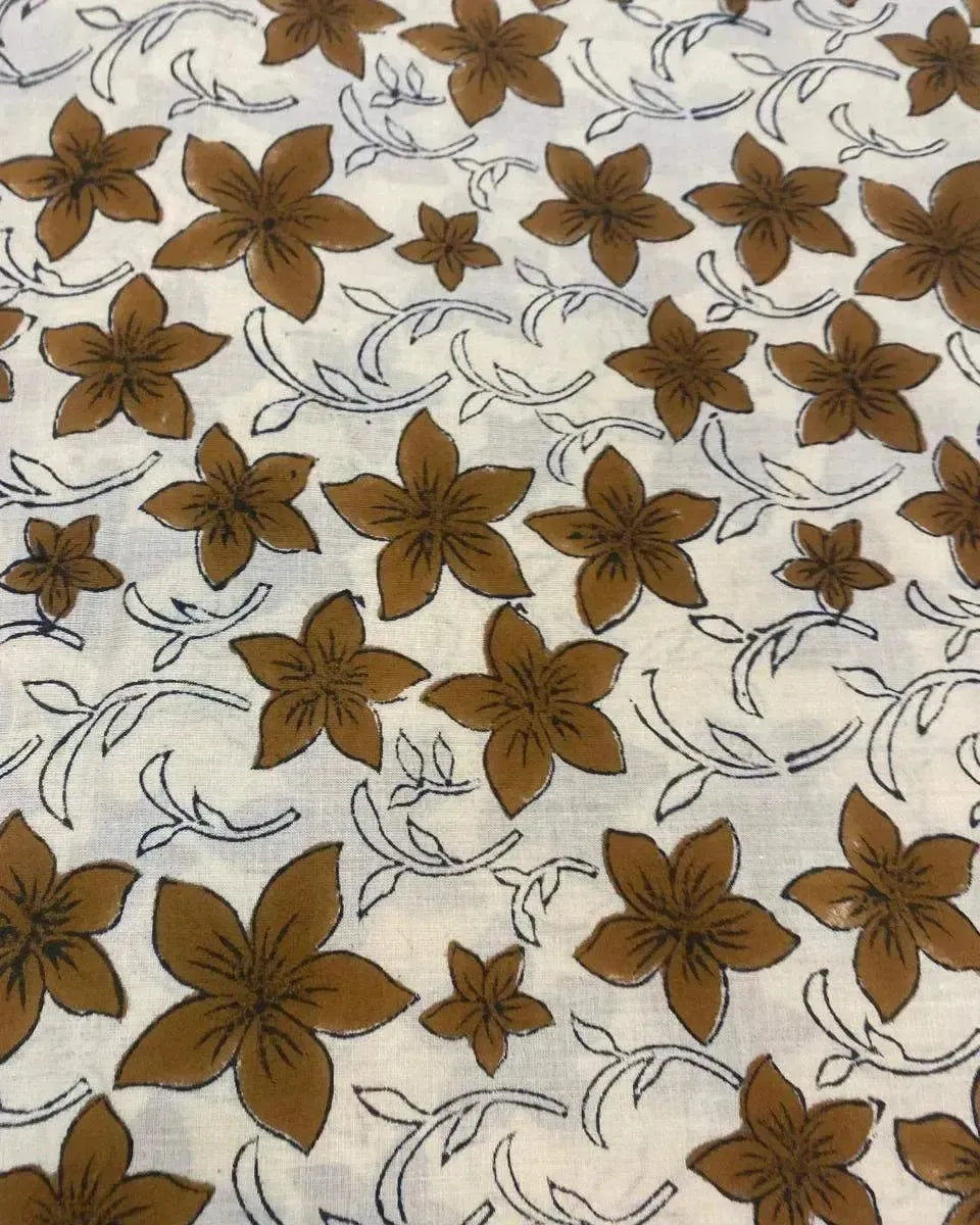 Bob Cotton Block Print Fabric by the Yard Cotton Fabric