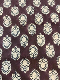 Ida Hand Block Print Indian Cotton Fabric Brown Cotton Fabric