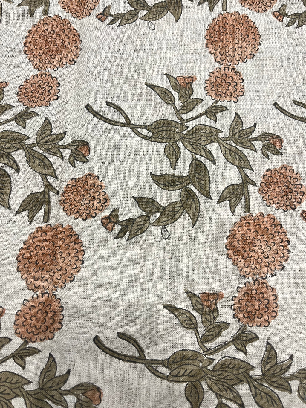 Lily Hand Printed Linen Cut Out Fabric Linen Fabric