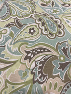 Green & Brown Paisley Cotton Plain-Weave Cut Out Fabric Linen Fabric