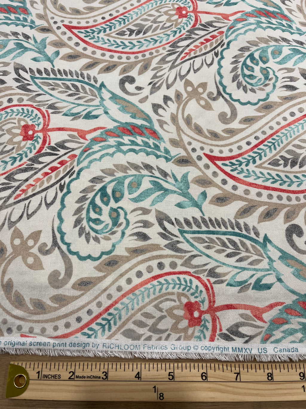 1.5 Yards & 7.5 Yards Cut Out-Paisley Cotton Plain Weave Fabric Linen Fabric