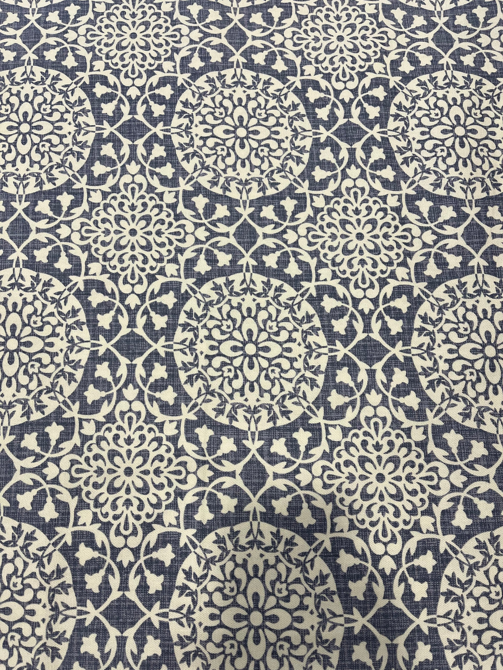 Denim Blue & White Cotton Plain-Weave Cut Out Fabric Linen Fabric