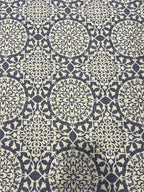 Denim Blue & White Cotton Plain-Weave Cut Out Fabric Linen Fabric