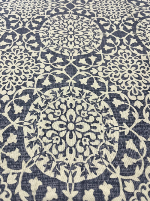 5 Yards Cut Out-Denim Blue & White Cotton Plain-Weave Fabric Linen Fabric