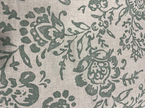 2.5 Yards Cut Out-Sage Green Flowers Cotton Plain Weave Fabric Linen Fabric