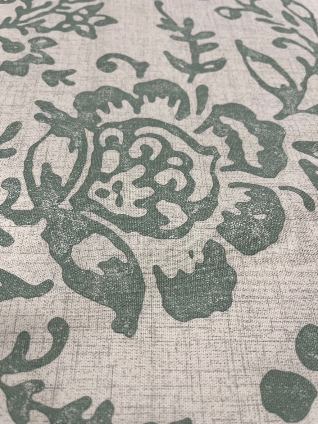 2.5 Yards Cut Out-Sage Green Flowers Cotton Plain Weave Fabric Linen Fabric