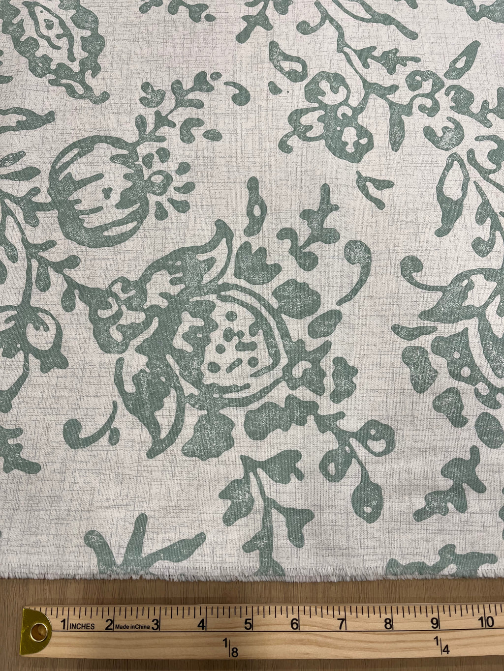 2.5 Yards Cut Out-Sage Green Flowers Cotton Plain Weave Fabric Linen Fabric