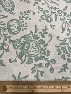 2.5 Yards Cut Out-Sage Green Flowers Cotton Plain Weave Fabric Linen Fabric
