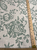 2.5 Yards Cut Out-Sage Green Flowers Cotton Plain Weave Fabric Linen Fabric