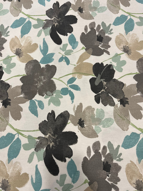 4 Yards Cut Out-Earthy Flowers Cotton Plain-Weave Cut Out Fabric Linen Fabric