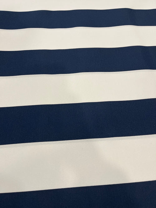 7 Yards Cut Out-Stripe Navy UV Resistant Polyester Fabric Linen Fabric