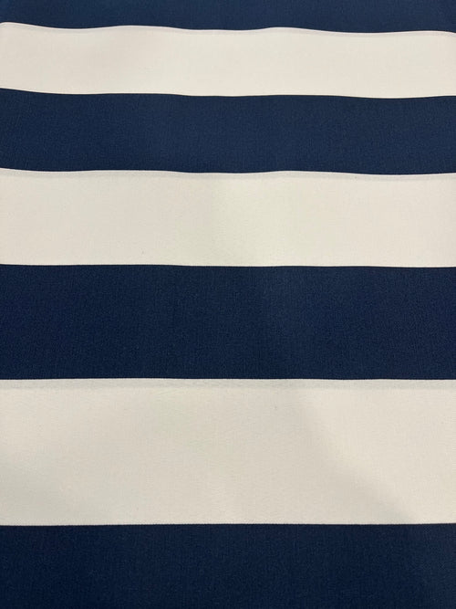 7 Yards Cut Out-Stripe Navy UV Resistant Polyester Fabric Linen Fabric