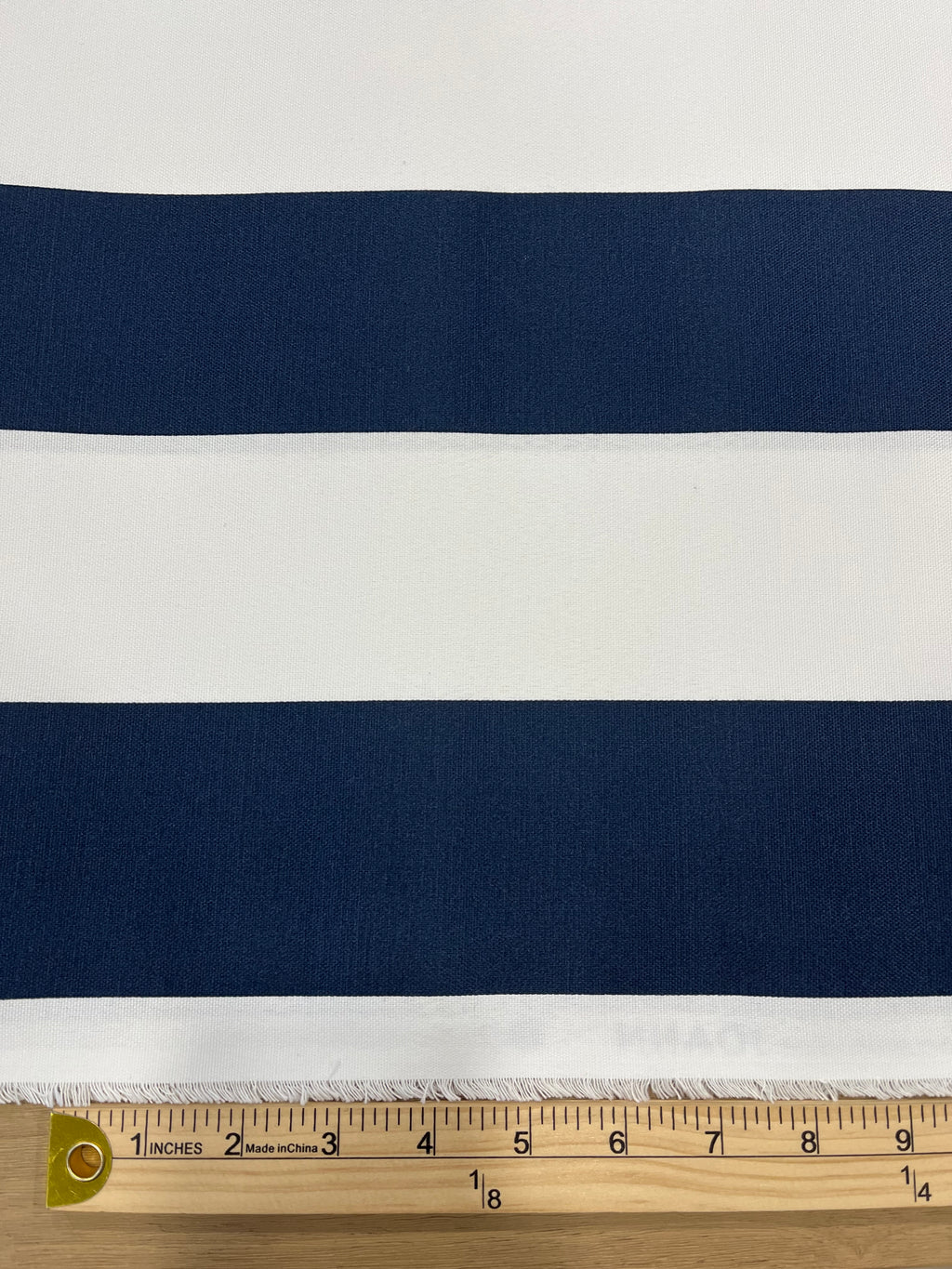 7 Yards Cut Out-Stripe Navy UV Resistant Polyester Fabric Linen Fabric