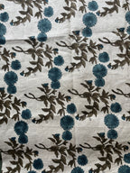 1 Yard Cut Out-Tony Hand Block Printed Upholstery Linen Fabric 1 Yard Linen Fabric