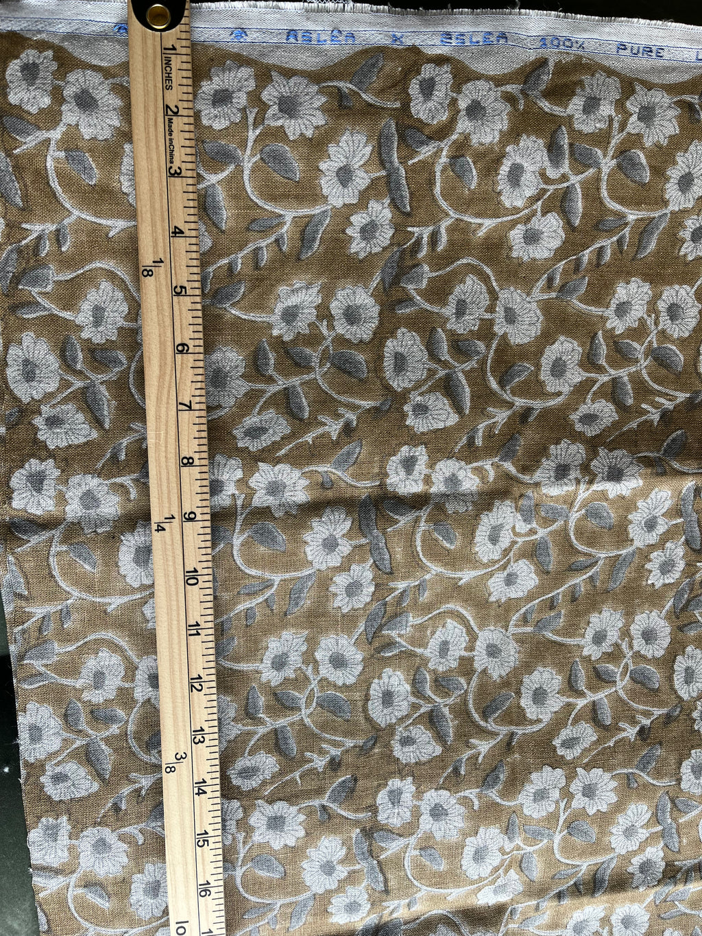 1 Yard Cut Out-Elin Block Printed Linen Fabric Linen Fabric