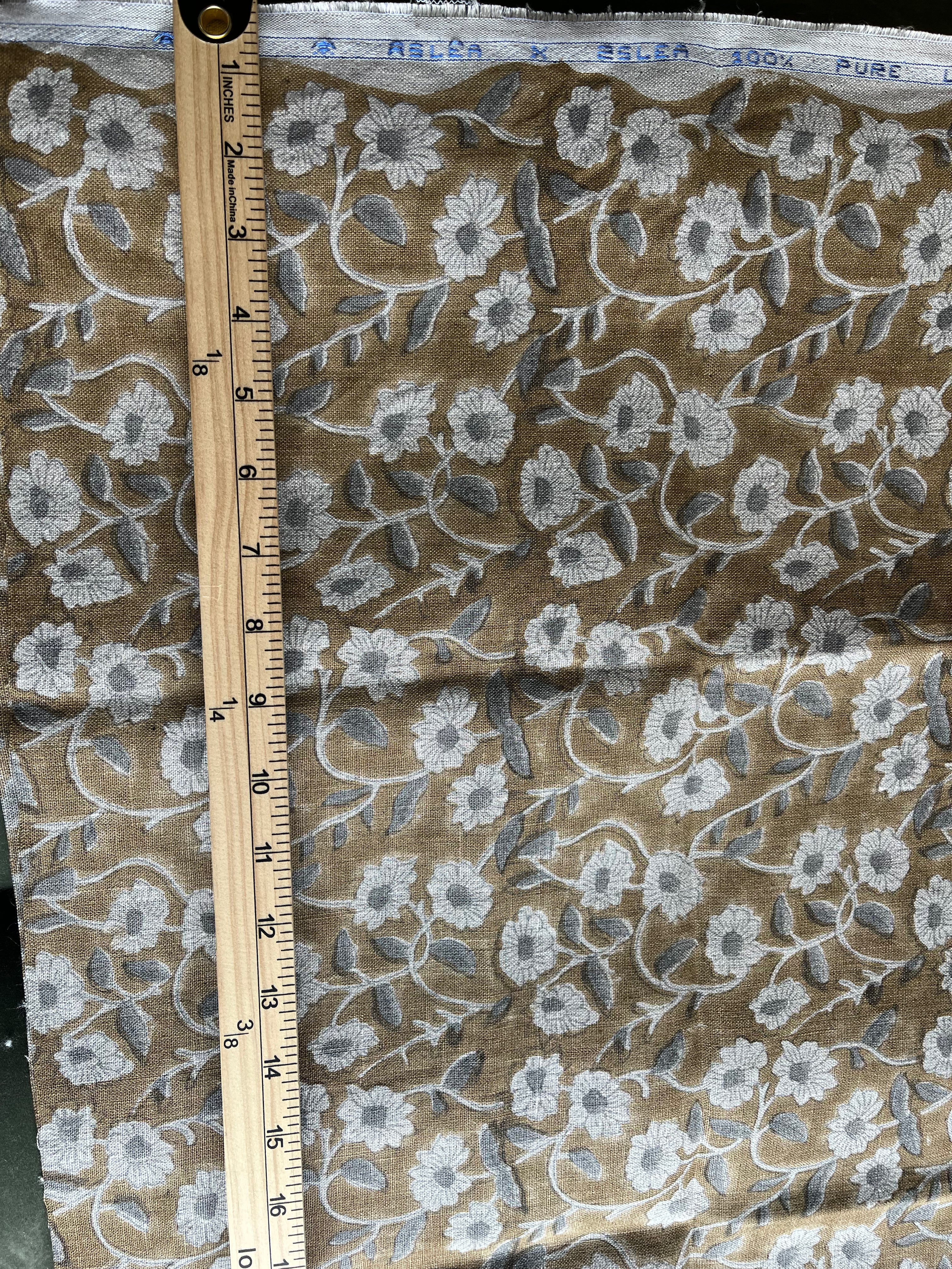 1 Yard Cut Out-Elin Block Printed Linen Fabric Linen Fabric