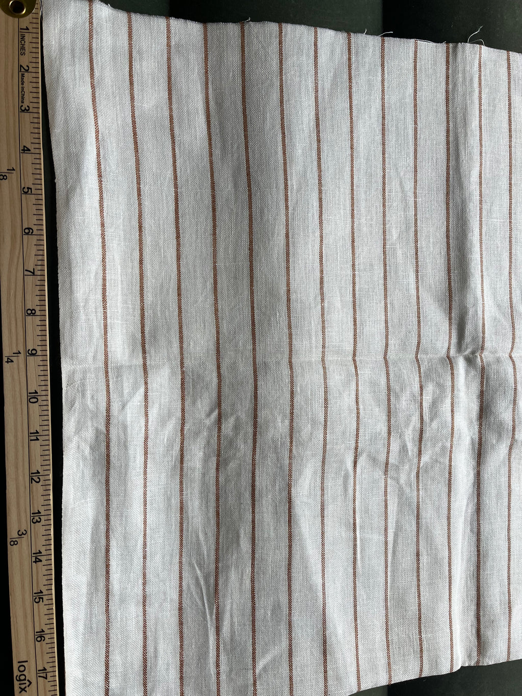 1 Yard Cut Out-Clay Striped Linen Fabric Linen Fabric