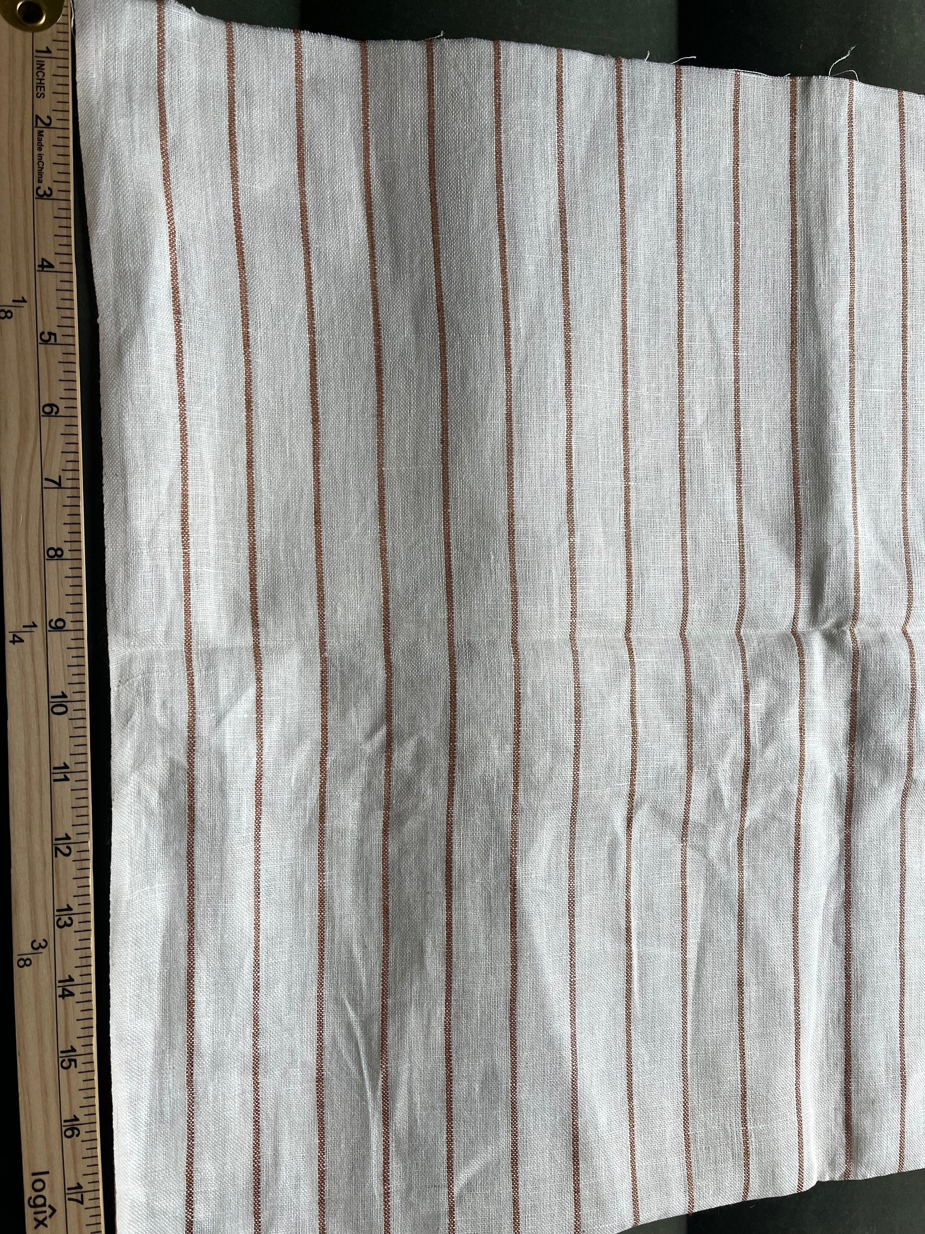 1 Yard Cut Out-Clay Striped Linen Fabric Linen Fabric
