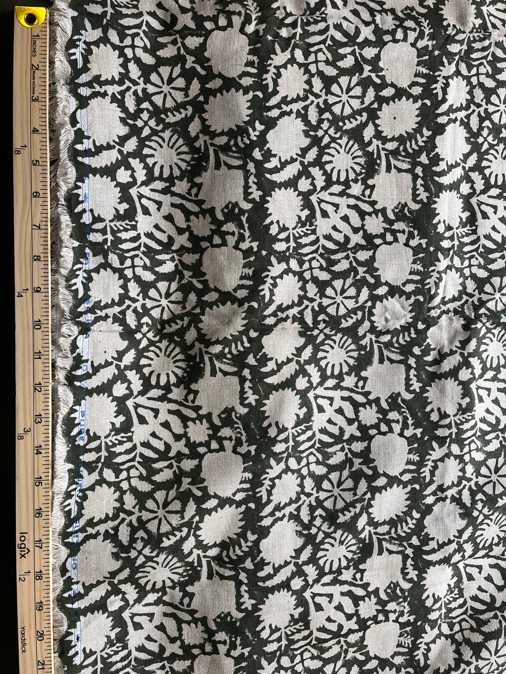 2 Yards Cut Out-Olive Block Print Upholstery Linen Fabric Linen Fabric