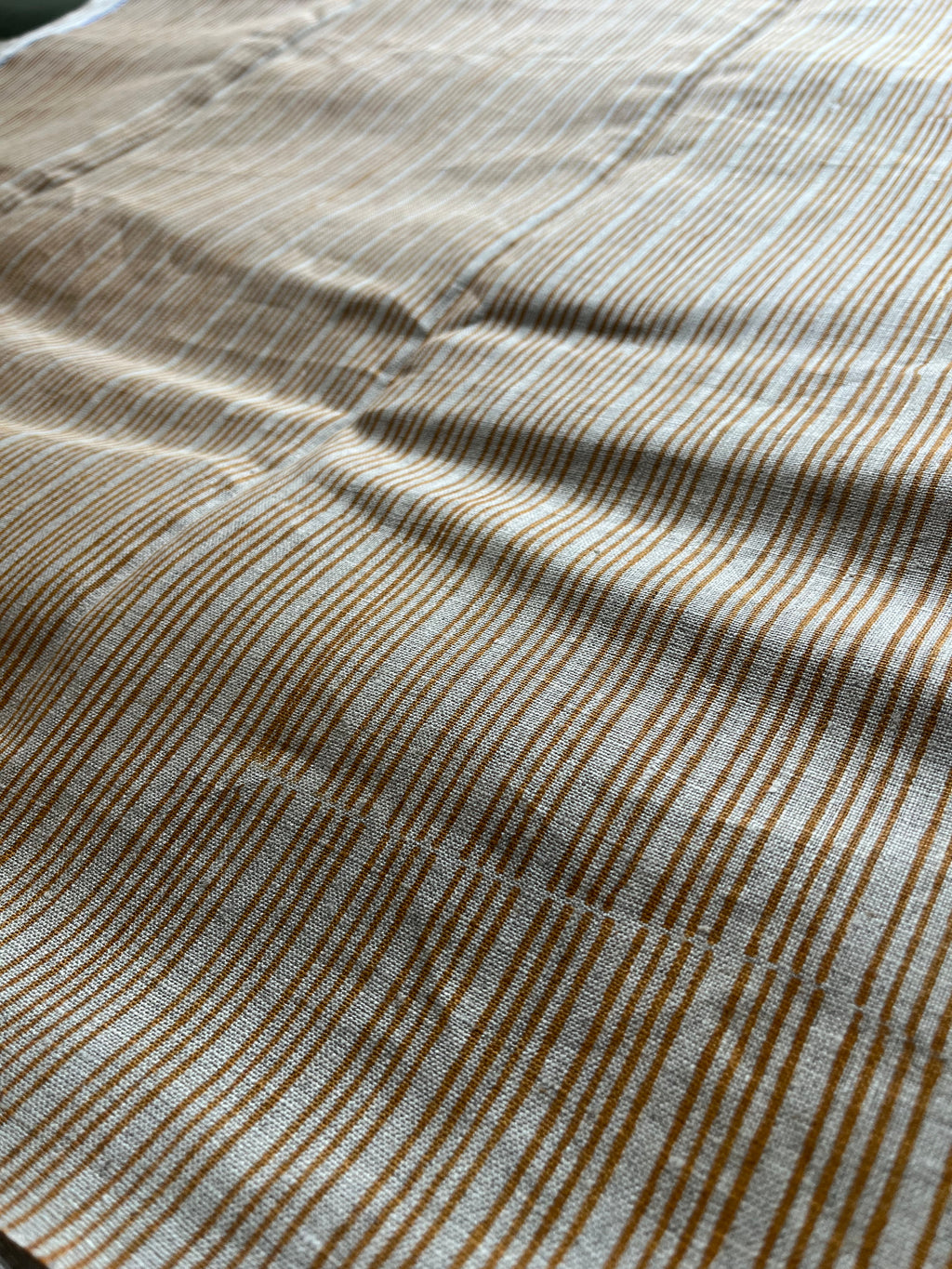7 Yards Cut Out-Natural Block Multistriped Heavy Linen Fabric Linen Fabric