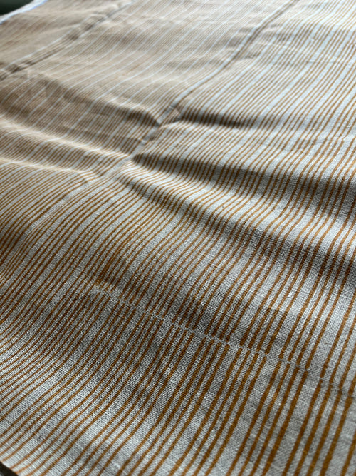 7 Yards Cut Out-Natural Block Multistriped Heavy Linen Fabric Linen Fabric