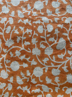 10 Yards Cut Out-Orange Block Print Upholstery Linen Fabric 10 Yards Linen Fabric
