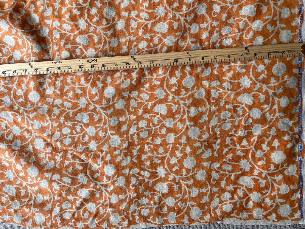 10 Yards Cut Out-Orange Block Print Upholstery Linen Fabric Linen Fabric